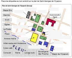 Se situer : légender le plan de Saint Georges de l&rsquo;Oyapock (centre du bourg)